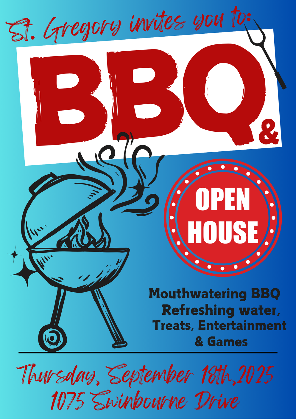 Yellow And White Retro Simple Event Barbeque Party Flyer